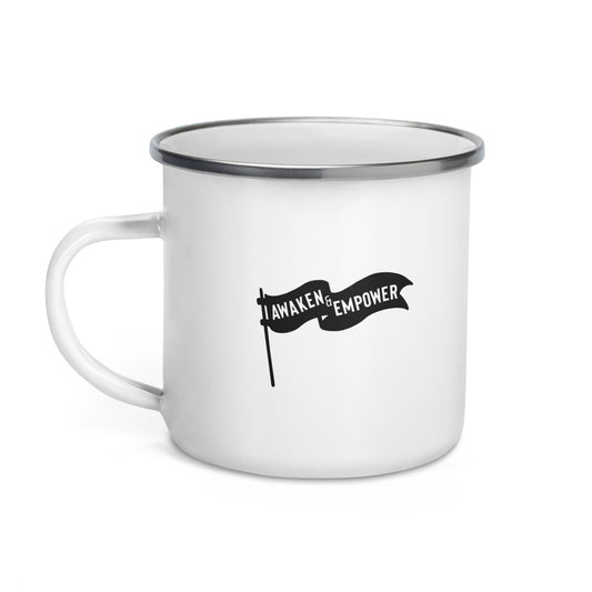 AWAKEN AND EMPOWER ENAMEL MUG